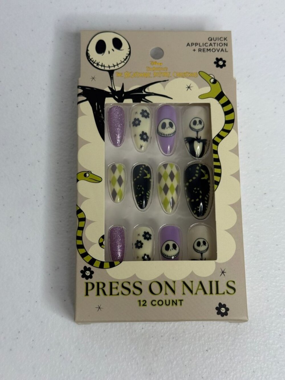 Disney Nightmare Before Christmas Jack Skellington Press On Nails Goth Halloween